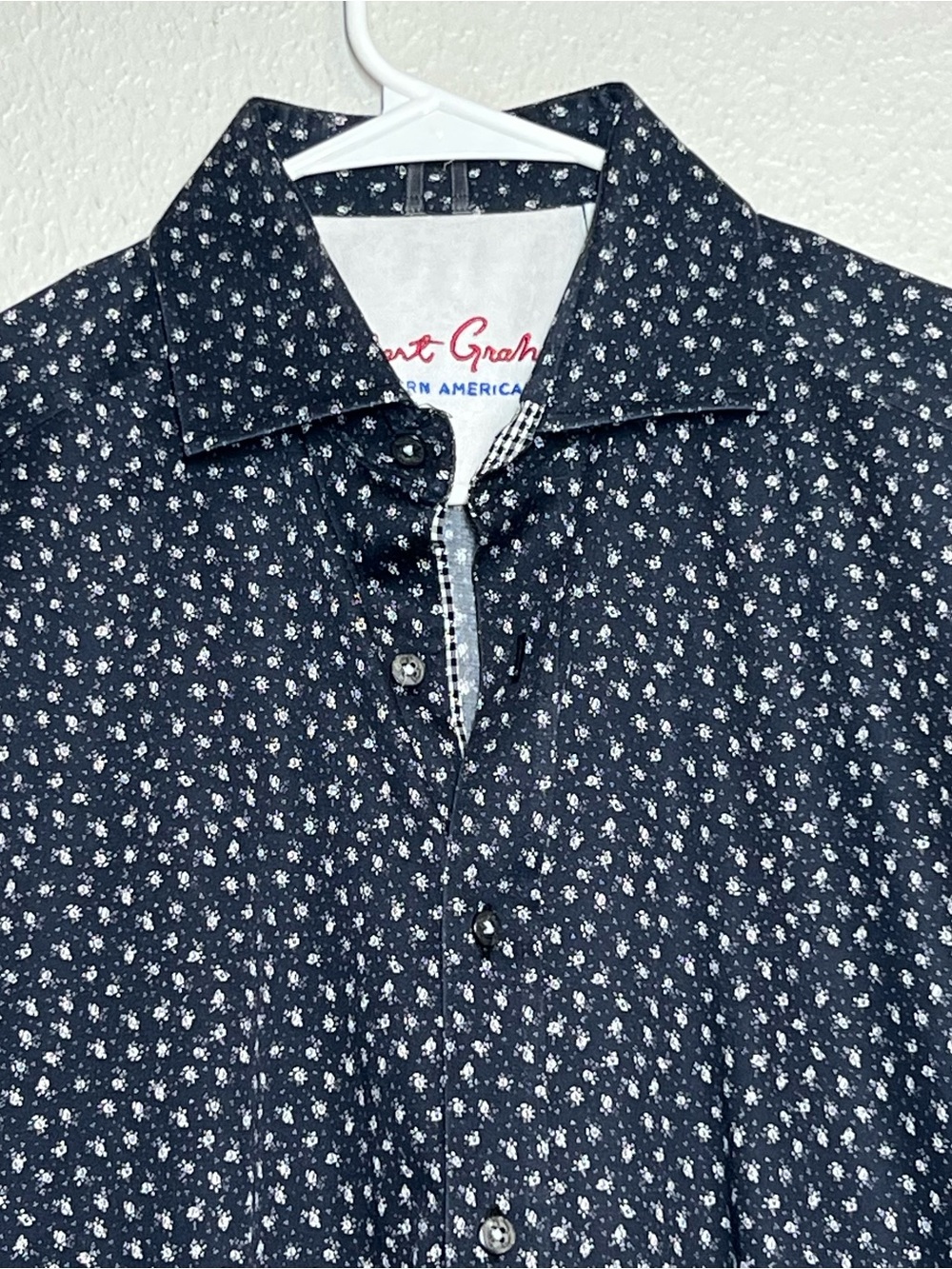 Robert Graham Modern Americana Shirt Mens Size Small Short Sleeve White Floral